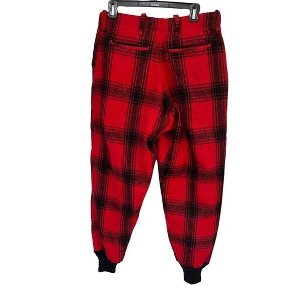 VINTAGE WOOL PANTS Buffalo Plaid Red Black Pockets Jogger Hunt Ski Snow 32x30 - Picture 7 of 16
